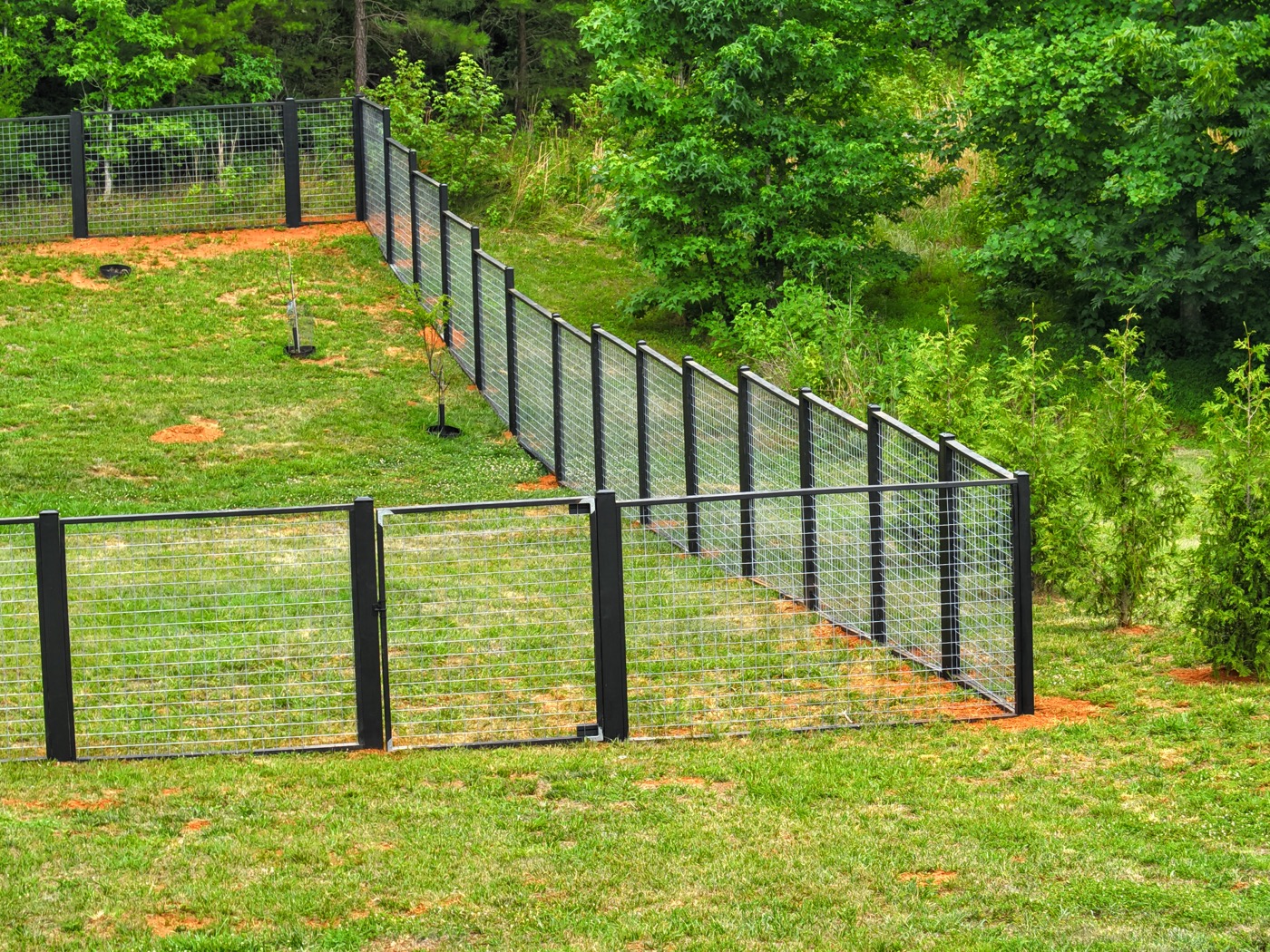 Drone aerial view of fence installation