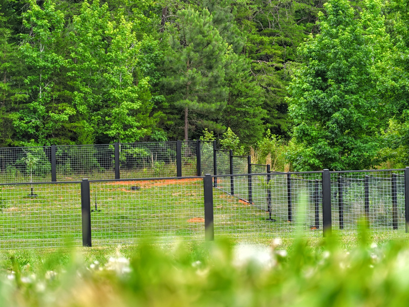 Drone aerial view of fence installation